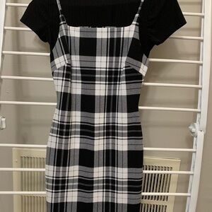 No Boundaries Plaid Black and White Mini Dress